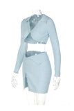 Dodobye Sky Blue Button-Front Knitted Two Piece Skirts