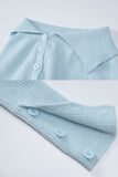 Dodobye Sky Blue Button-Front Knitted Two Piece Skirts