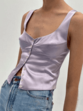 Dodobye Square Neck Button Slim Fit Tank Top