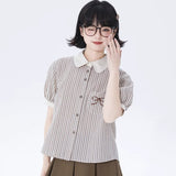 Dodobye Bow Embroidered Short Sleeve Shirt