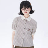 Dodobye Bow Embroidered Short Sleeve Shirt