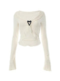 Dodobye V Neck Fungus Heart Button Long Sleeve Knit