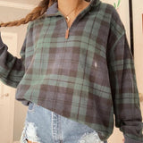 christmas outfit Dodobye 90's Vintage Plaid Sweatshirt