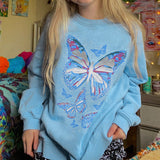 christmas outfit Dodobye Vintage Butterflies Print Sweatshirt