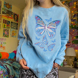 christmas outfit Dodobye Vintage Butterflies Print Sweatshirt