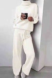 Dodobye Solid Turtleneck Long Sleeve Long Pant Knitted Set