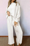 Dodobye Solid Color Long Sleeve Long Pant Textured Set